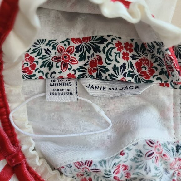 Janie & Jack Holiday Baby Top Only 18–24M Floral Ruffle Collar Christmas Lined - Picture 7 of 10